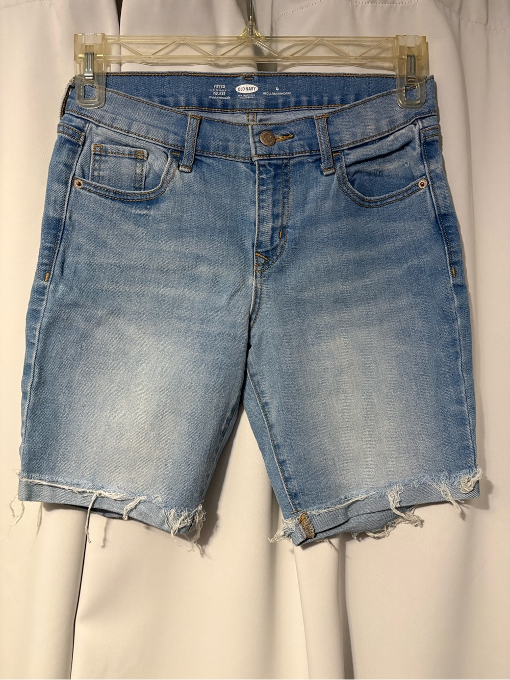 Old Navy Light Blue Distressed Denim Bermuda Shorts